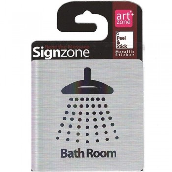 Signzone Peel & Stick Metallic Sticker - Bath Room (R01-01-BATH)